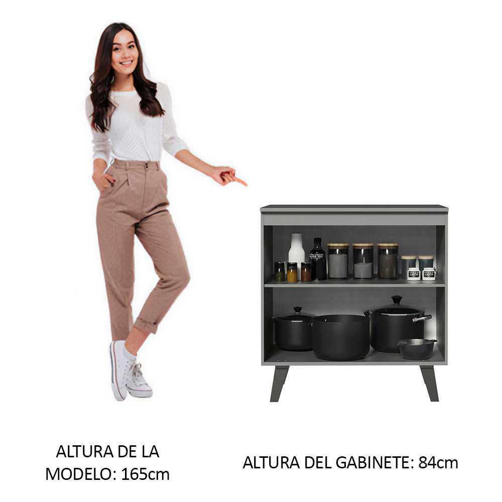 Gabinete Bajo 80 cm 2 Puertas Con Patas Gris Nice Madesa