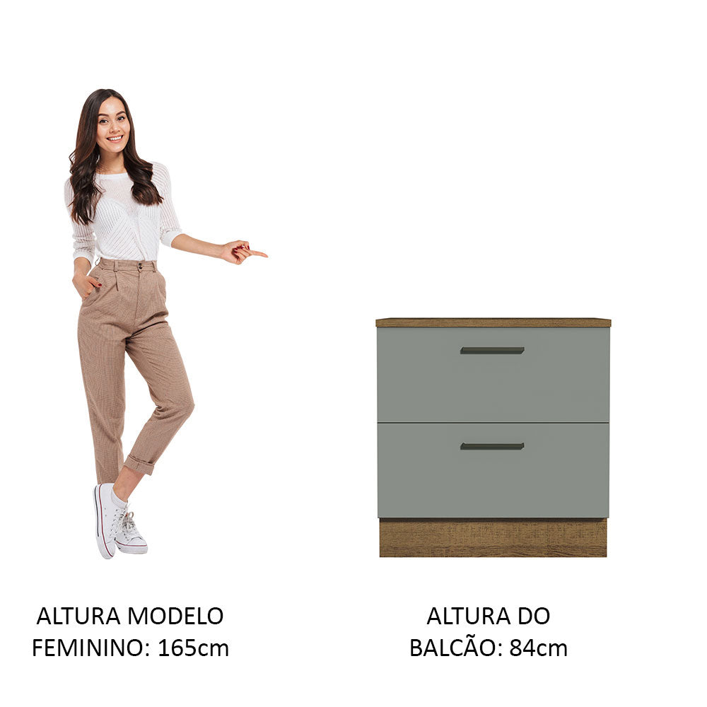 Gabinete Bajo 80 cm 2 Cajones Marrón/Gris Agata Madesa