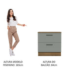 Gabinete Bajo 80 cm 2 Cajones Marrón/Gris Agata Madesa
