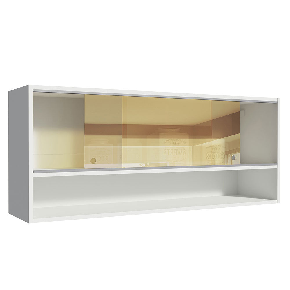 Gabinete Superior 120cm 2 Puertas Corredizas Vidrio Reflejante 1 Nicho para Cocinas Glamy, Lux y Reims Blanco