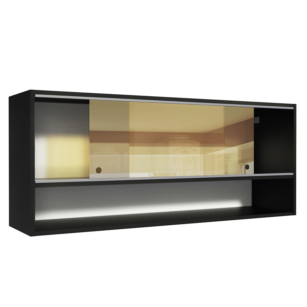 Gabinete Superior Reims 120cm 2 Puertas Corredizas de Vidrio Reflejante 1 Nicho Negro