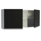 Gabinete Superior 150 cm 2 Puertas 2 Nichos Blanco/Negro Glamy Madesa