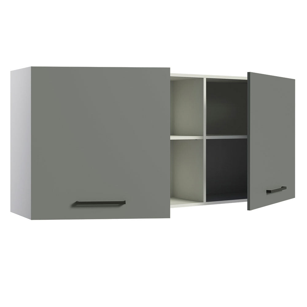 Gabinete Superior 150 cm 2 Puertas y 2 Nichos Agata Blanco/Gris