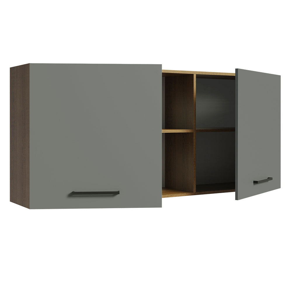 Gabinete Superior 150 cm 2 Puertas 2 Nichos Marrón/Gris Agata Madesa