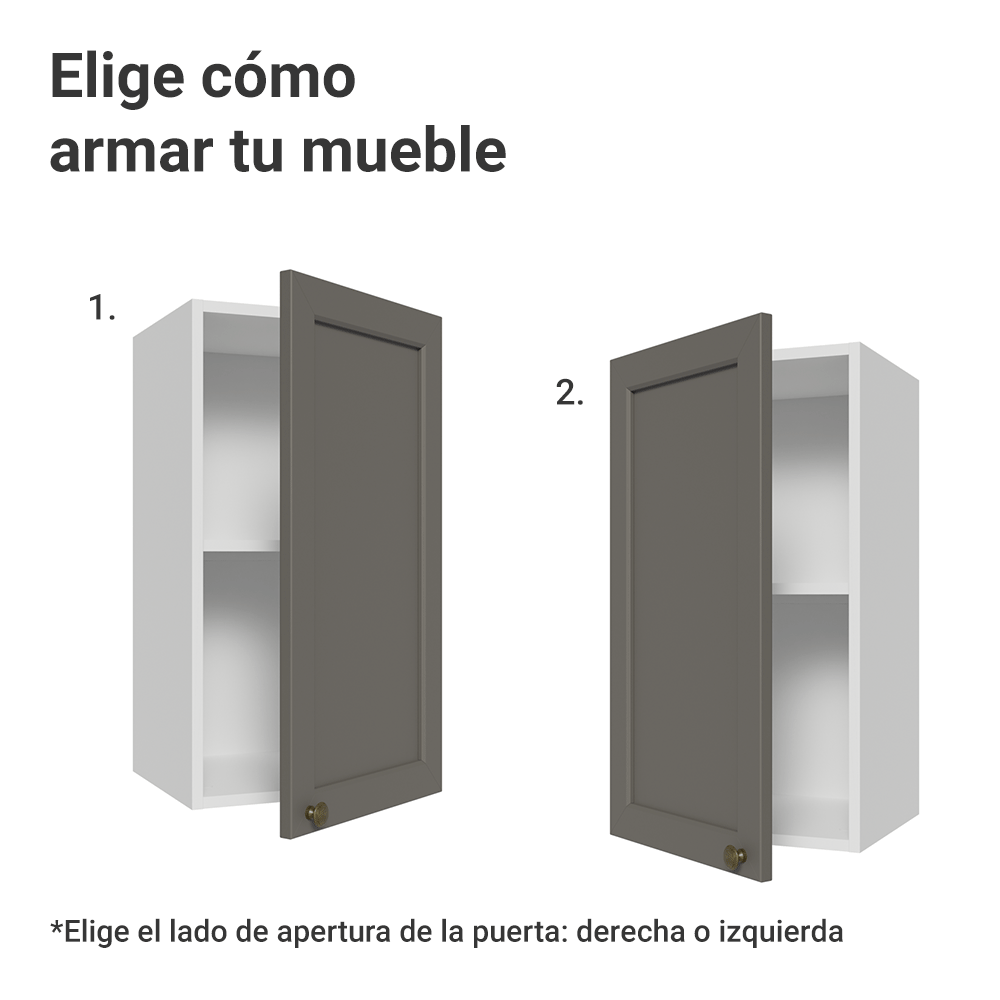 Gabinete Superior 35 cm 1 Puerta Blanco/Gris Vik Madesa
