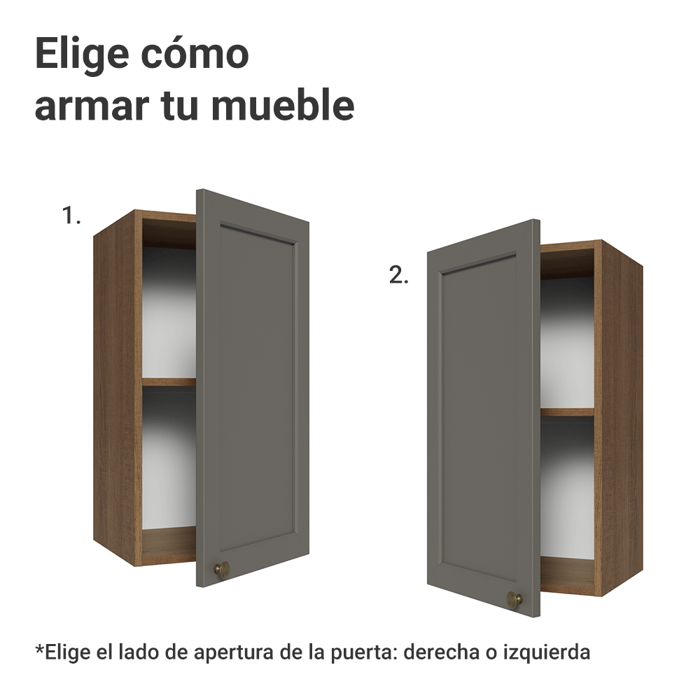 Gabinete Superior 35 cm 1 Puerta Marrón/Gris Vik Madesa