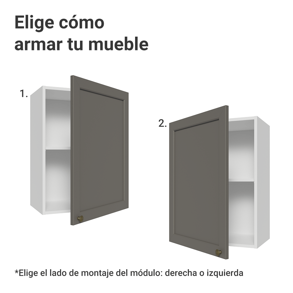 Gabinete Superior 50cm 1 Puerta Blanco/Gris Vik Madesa