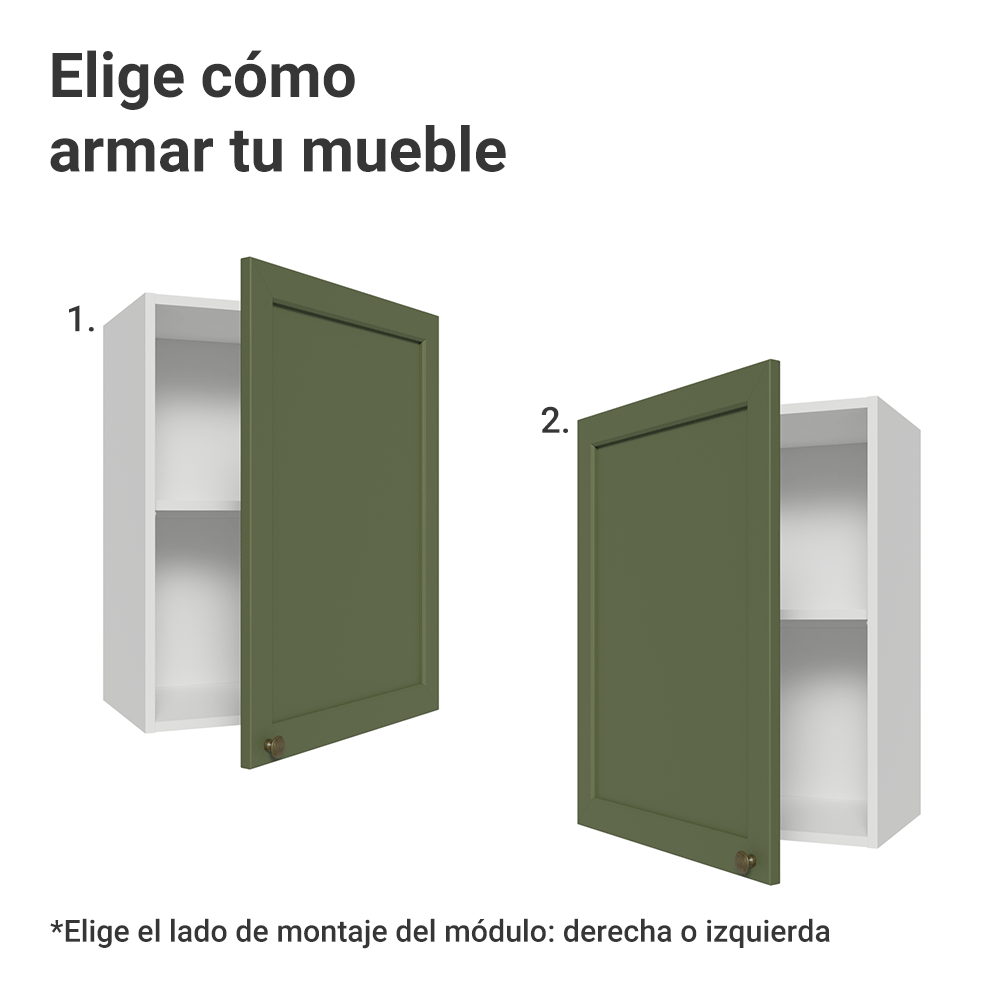 Gabinete Superior 50cm 1 Puerta Blanco/Verde Vik Madesa