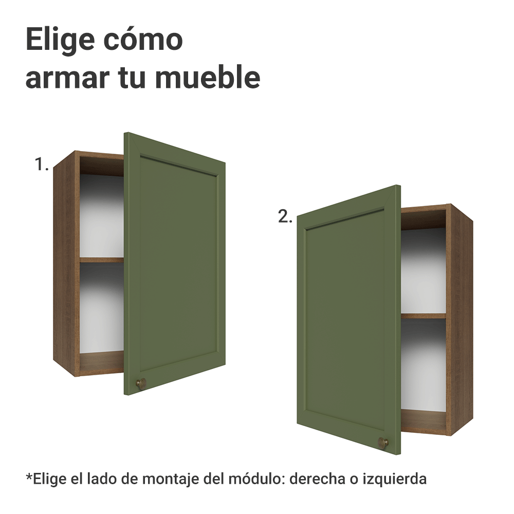Gabinete Superior 50cm 1 Puerta Marrón/Verde Vik Madesa