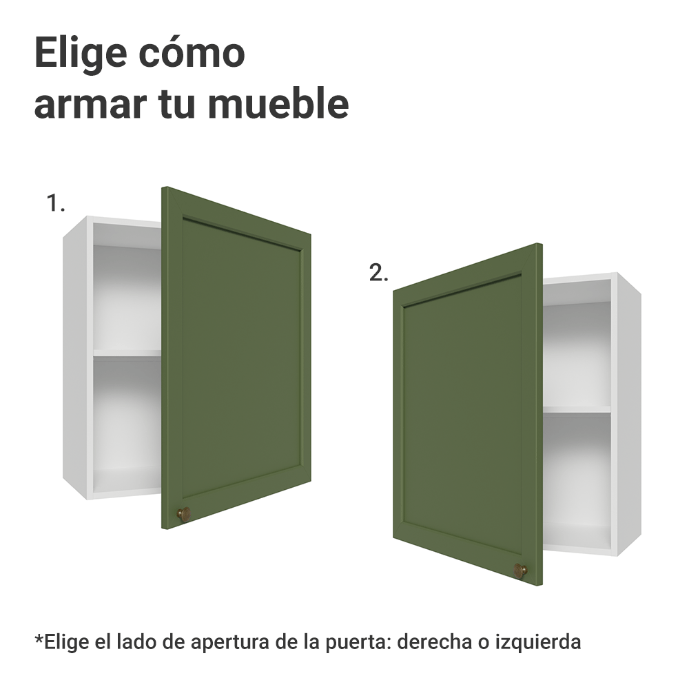Gabinete Superior 60 cm 1 Puerta Blanco/Verde Vik Madesa