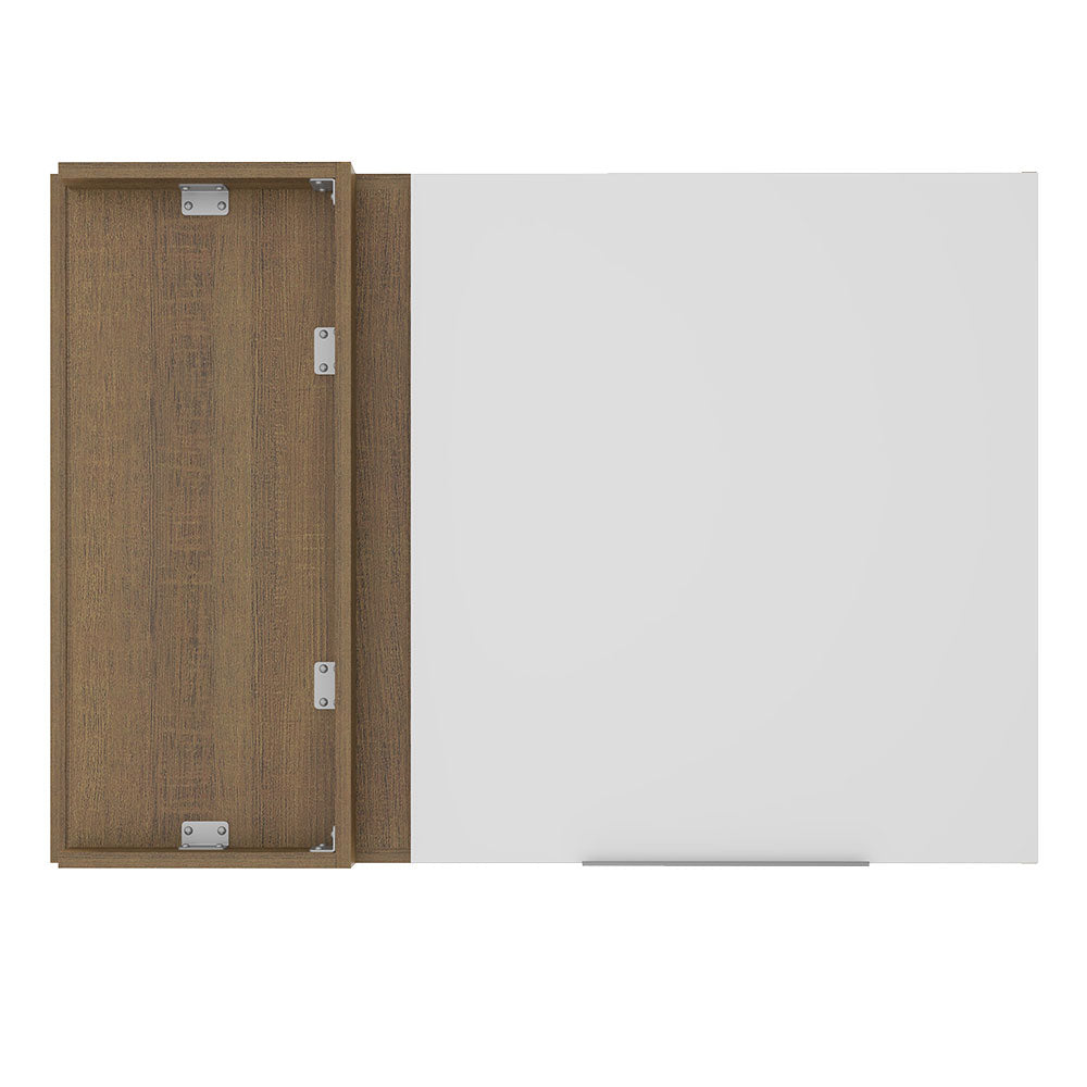 Gabinete Superior Esquinero 94 cm 1 Puerta Marrón/Blanco Stella Madesa
