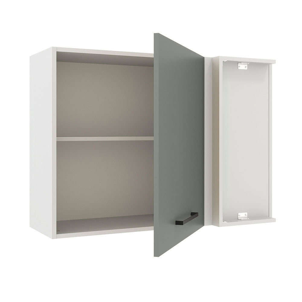 Gabinete Superior de Esquina 1 Puerta Agata Blanco/Gris