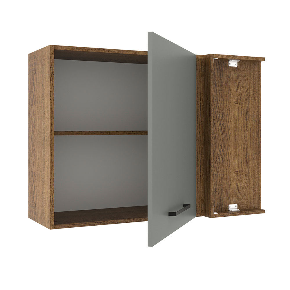 Gabinete Superior de Esquina 1 Puerta Agata Marrón/Gris