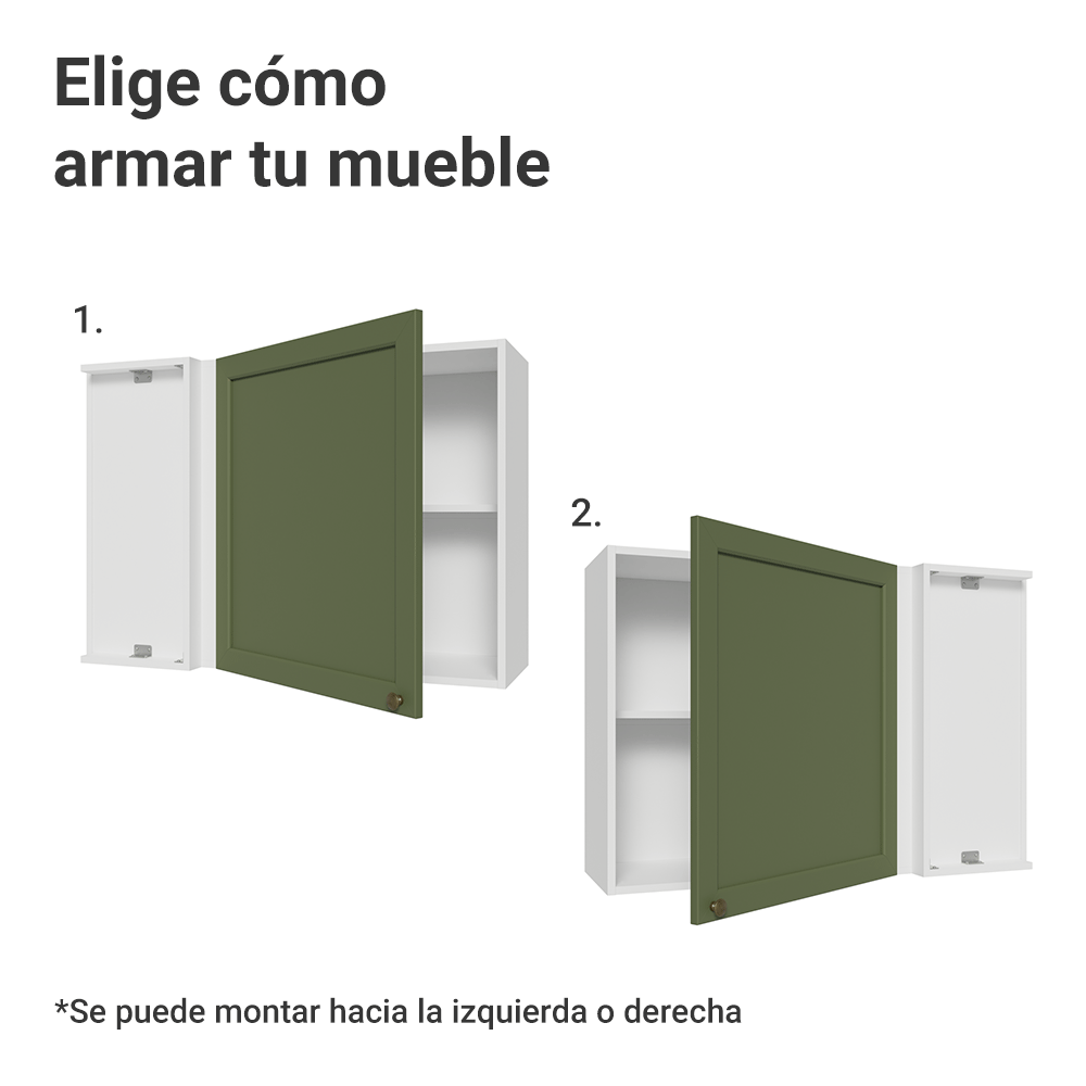 Gabinete Superior Esquinera 1 Puerta Blanco/Verde Vik Madesa