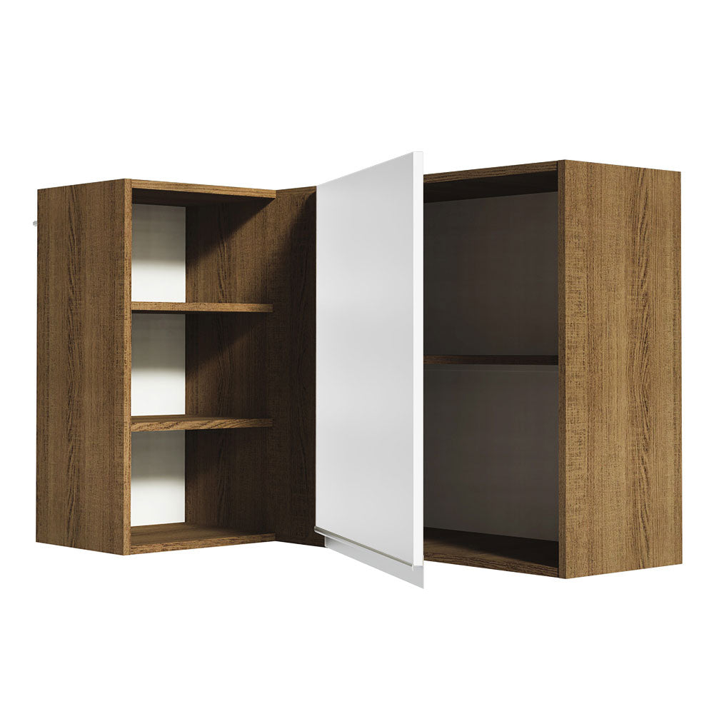 Gabinete Superior de Esquina 1 Puerta 60 cm de Profundidad Glamy Marrón/Blanco