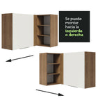 Gabinete Superior Esquinero 166 cm 1 Puerta 3 Nichos Marrón/Blanco Stella Madesa