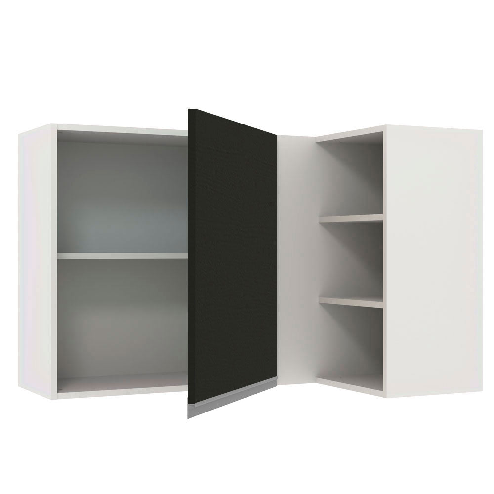 Gabinete Superior Esquinero 166 cm 1 Puerta 3 Nichos Blanco/Negro Glamy Madesa
