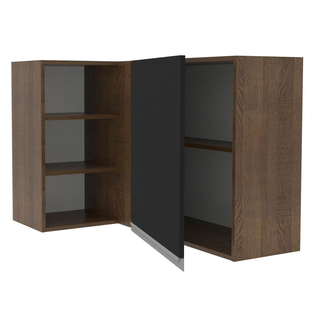 Gabinete Superior Esquinero 166 cm 1 Puerta 3 Nichos Marrón/Negro Glamy Madesa