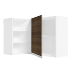 Gabinete Superior Esquinero 166 cm 1 Puerta 3 Nichos Blanco/Marrón Glamy Madesa