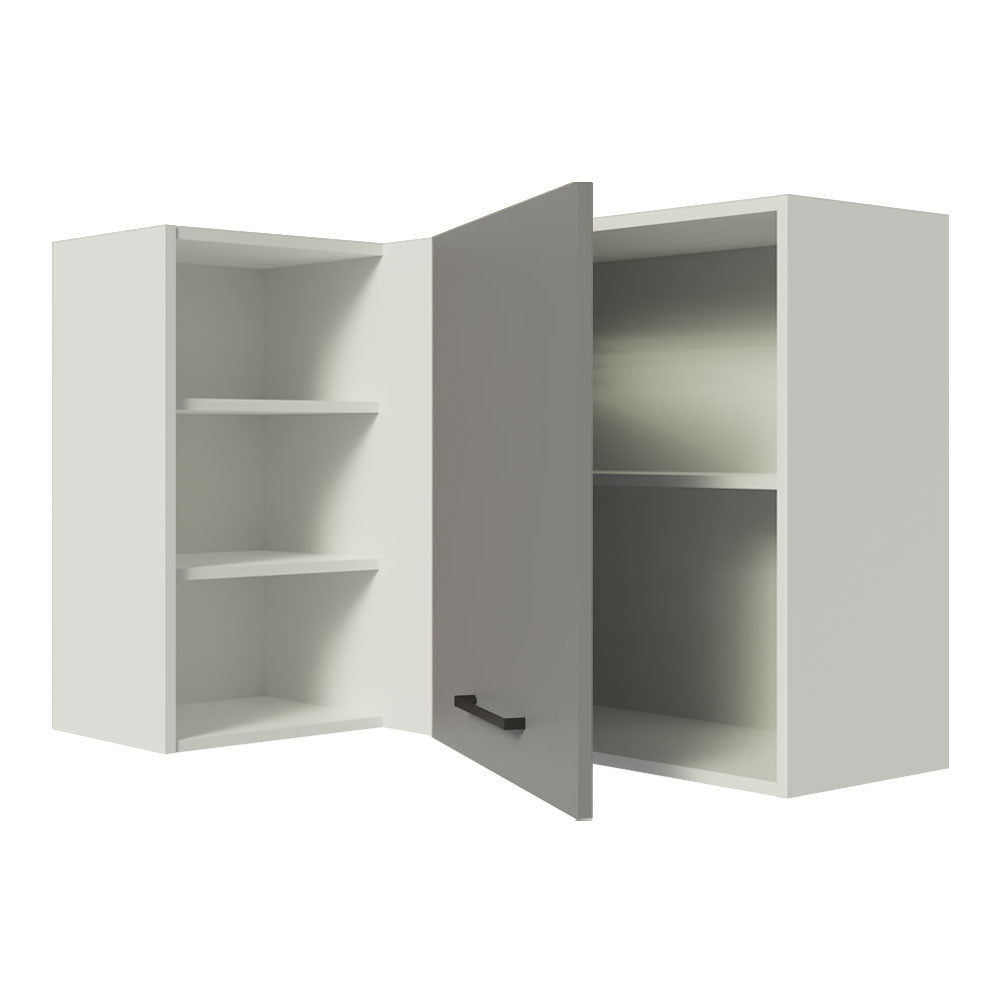 Gabinete Superior Esquinero 166 cm 1 Puerta 3 Nichos Blanco/Gris Agata Madesa