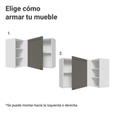 Gabinete Superior Esquinera para Línea 60 cm de Profundidad Blanco/Gris Vik Madesa