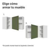 Gabinete Superior Esquinera para Línea 60 cm de Profundidad Blanco/Verde Vik Madesa