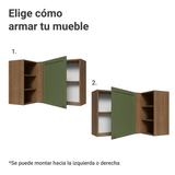 Gabinete Superior Esquinera para Línea 60 cm de Profundidad Marrón/Verde Vik Madesa