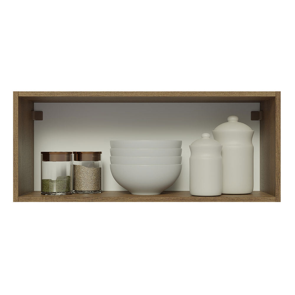 Gabinete Superior 80 cm 1 Puerta Abatible Marrón/Gris Lux Madesa