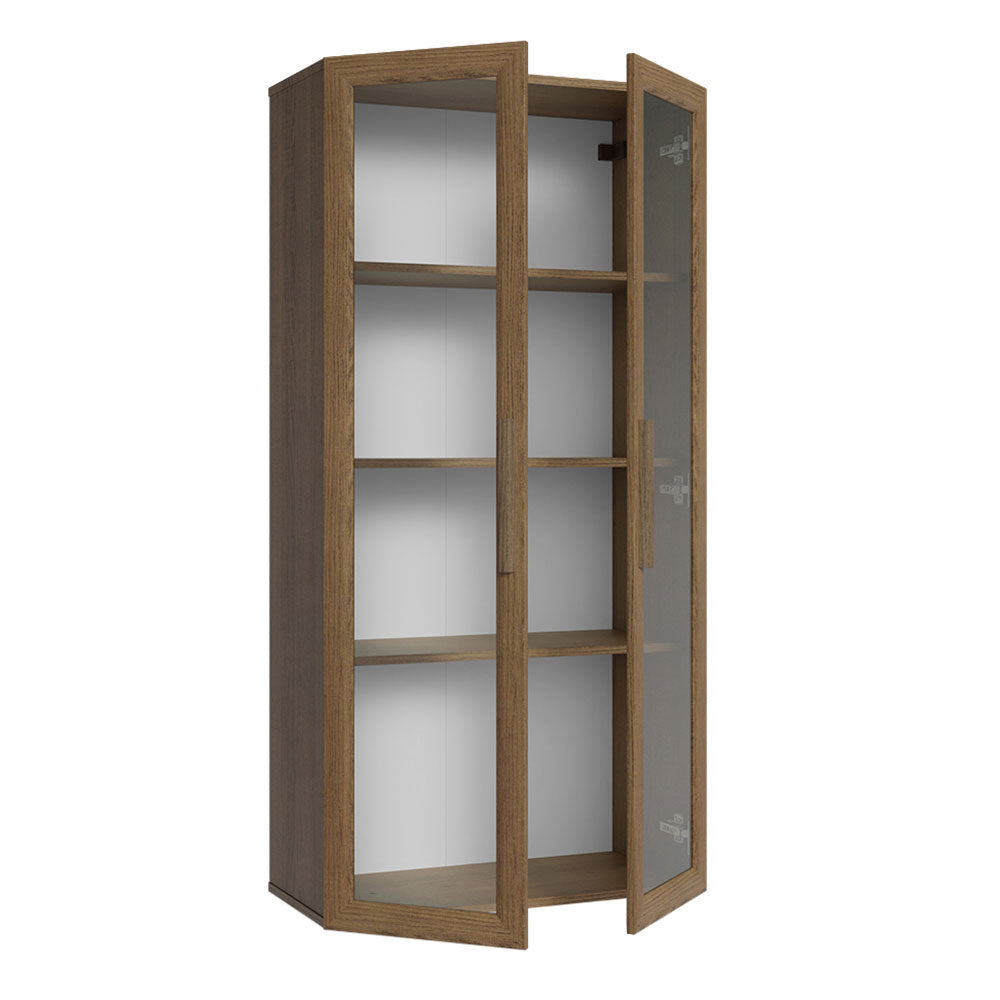 Mueble de Cocina Vitrina 70cm 2 Puertas de Vidrio Marrón Madesa
