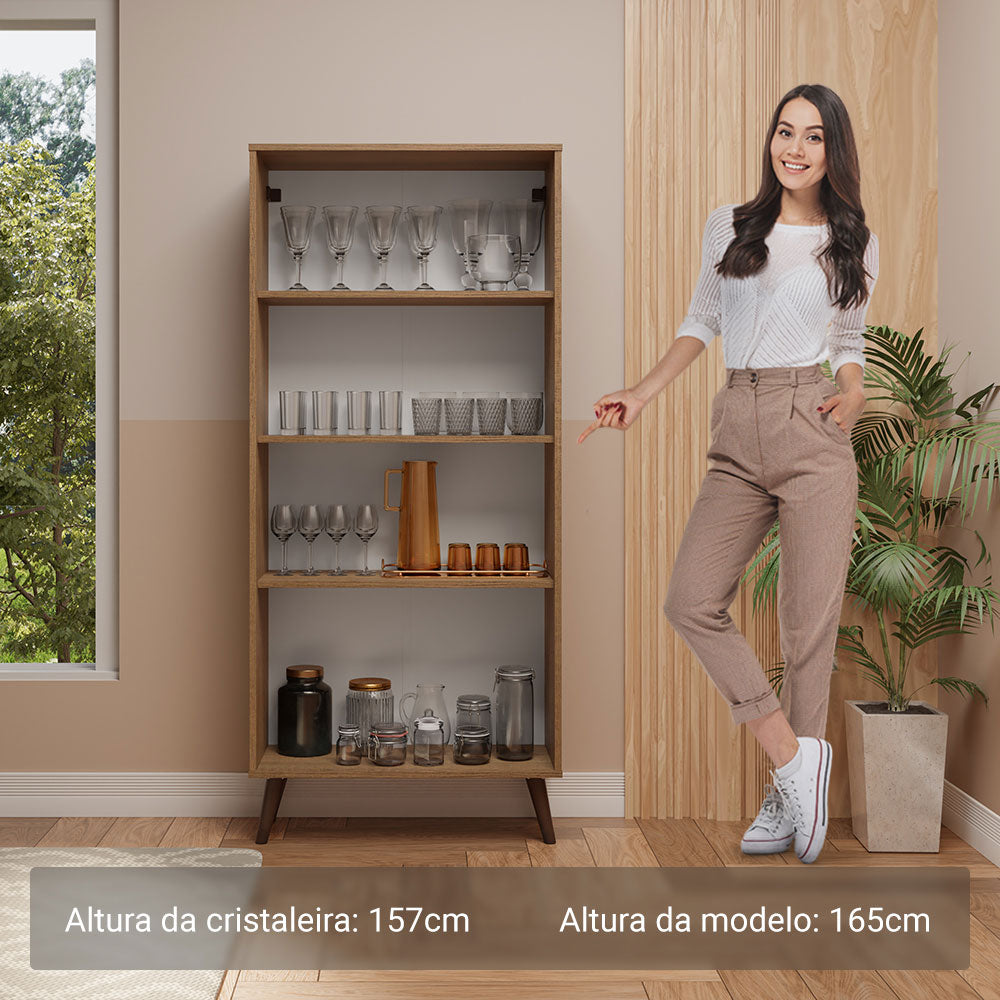 Mueble de Cocina Vitrina 70cm 2 Puertas de Vidrio con Patas Marrón Madesa