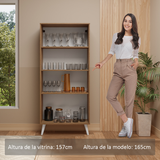 Vitrina 70 cm 2 Puertas de Vidrio con Patas Cónicas Marrón/Blanco Madesa