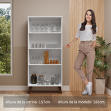 Vitrina 70 cm 2 Puertas de Vidrio con Patas Trapecio Blanco/Marrom Madesa