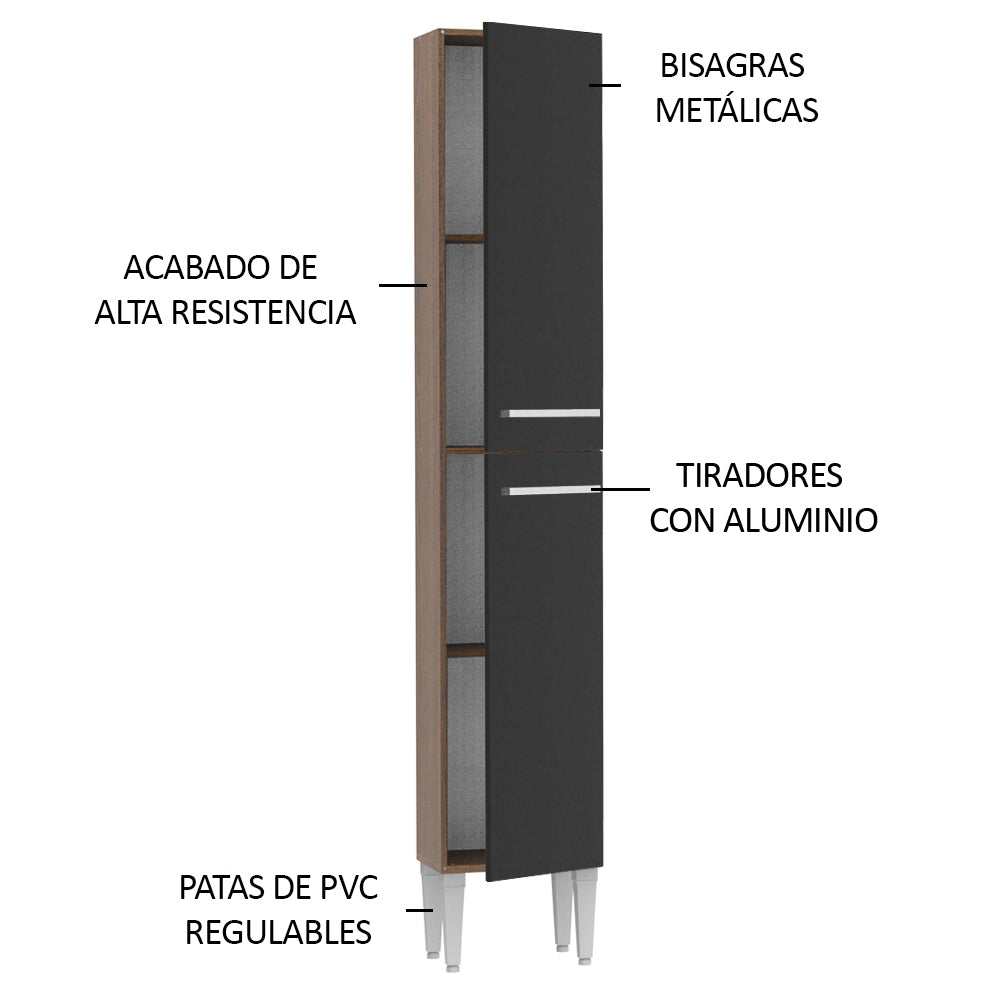 Mueble Despensa Emilly 2 Puertas - Marrón/Negro