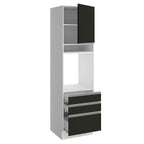 Mueble para Horno 60 cm 1 Puerta 3 Cajones Blanco/Negro Glamy Madesa