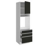 Mueble de Cocina para Horno Glamy 60 cm 1 Puerta y 3 Cajones Blanco/Negro