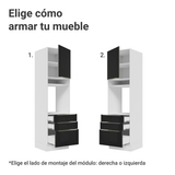 Mueble para Horno 60 cm 1 Puerta e 3 Cajones Blanco/Negro Lux Madesa