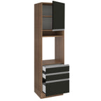 Mueble para Horno 60 cm 1 Puerta 3 Cajones Marrón/Negro Glamy Madesa