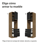 Mueble para Horno 60 cm 1 Puerta 3 Cajones Marrón/Negro Lux Madesa
