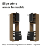Mueble para Horno 60 cm 1 Puerta e 3 Cajones Marrón/Negro Lux Madesa