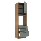 Mueble de Cocina para Horno Agata 60 cm 1 Puerta y 3 Cajones Marrón/Gris