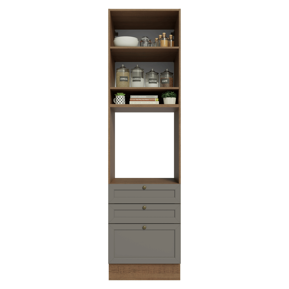 Mueble para Horno 60 cm 1 Puerta 3 Cajones Marrón/Gris Vik Madesa