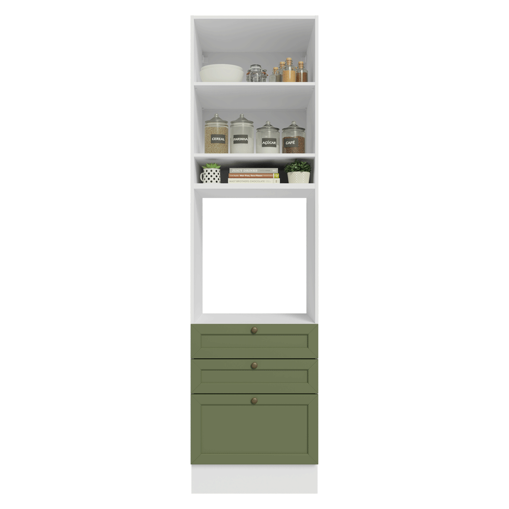 Mueble para Horno 60 cm 1 Puerta 3 Cajones Blanco/Verde Vik Madesa