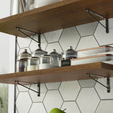 Kit 2 Repisas de Cocina 80 cm con Soporte Metálico Marrón