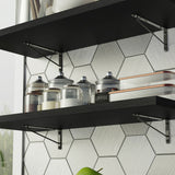 Kit 2 Repisas de Cocina 80 cm con Soporte Metálico Negro