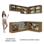 Cocina Integral Esquinera 389 x 52 cm Marrón/Gris Agata 01
