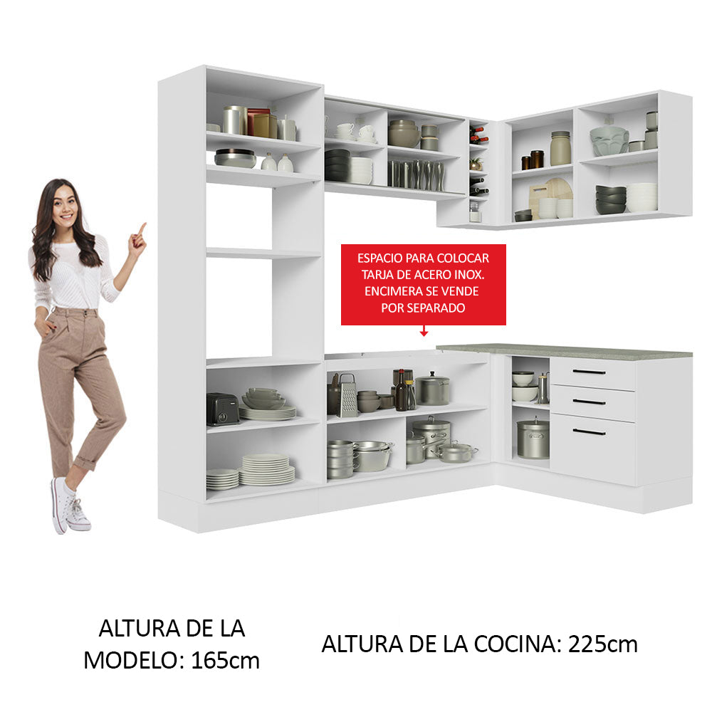 Cocina Integral Esquinera 399cm Blanco Agata 01