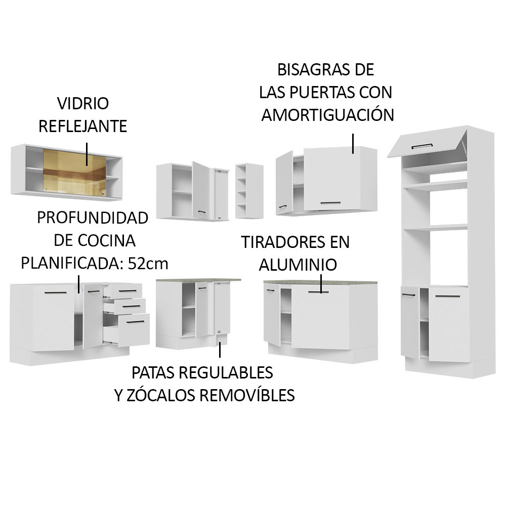 Cocina Integral Esquinera 459 Blanco Agata 01