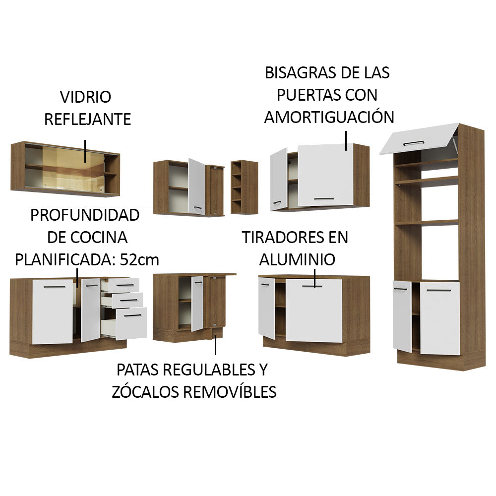 Cocina Integral Esquinera 459cm Marrón/Blanco Agata 01