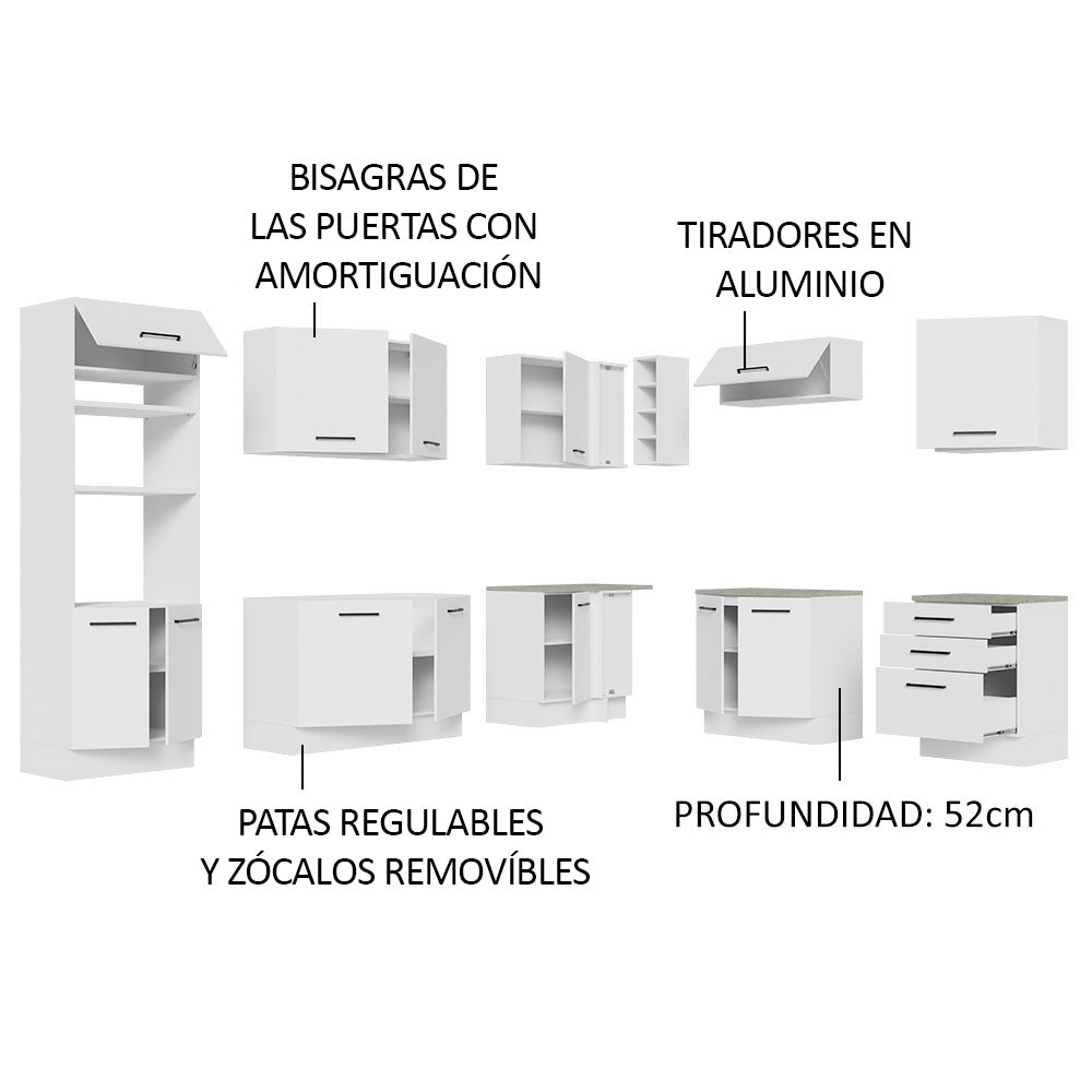 Cocina Integral Esquinera 479cm Blanco Agata 01