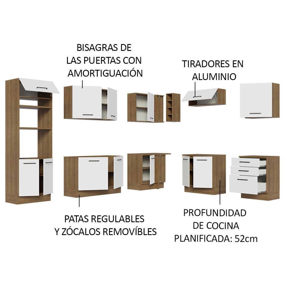 Cocina Integral Esquinera 479cm Marrón/Blanco Agata 01